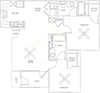B1 - 2 Bed, 2 Bath Floorplan B1 - 2 Bed, 2 Bath Floorplan